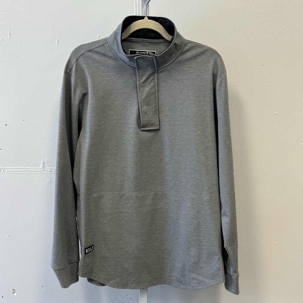 BYLT Basics Men's Elite+ Fairway Drop-Cut Pullover Sweater 1/4 Zip Heather Grey